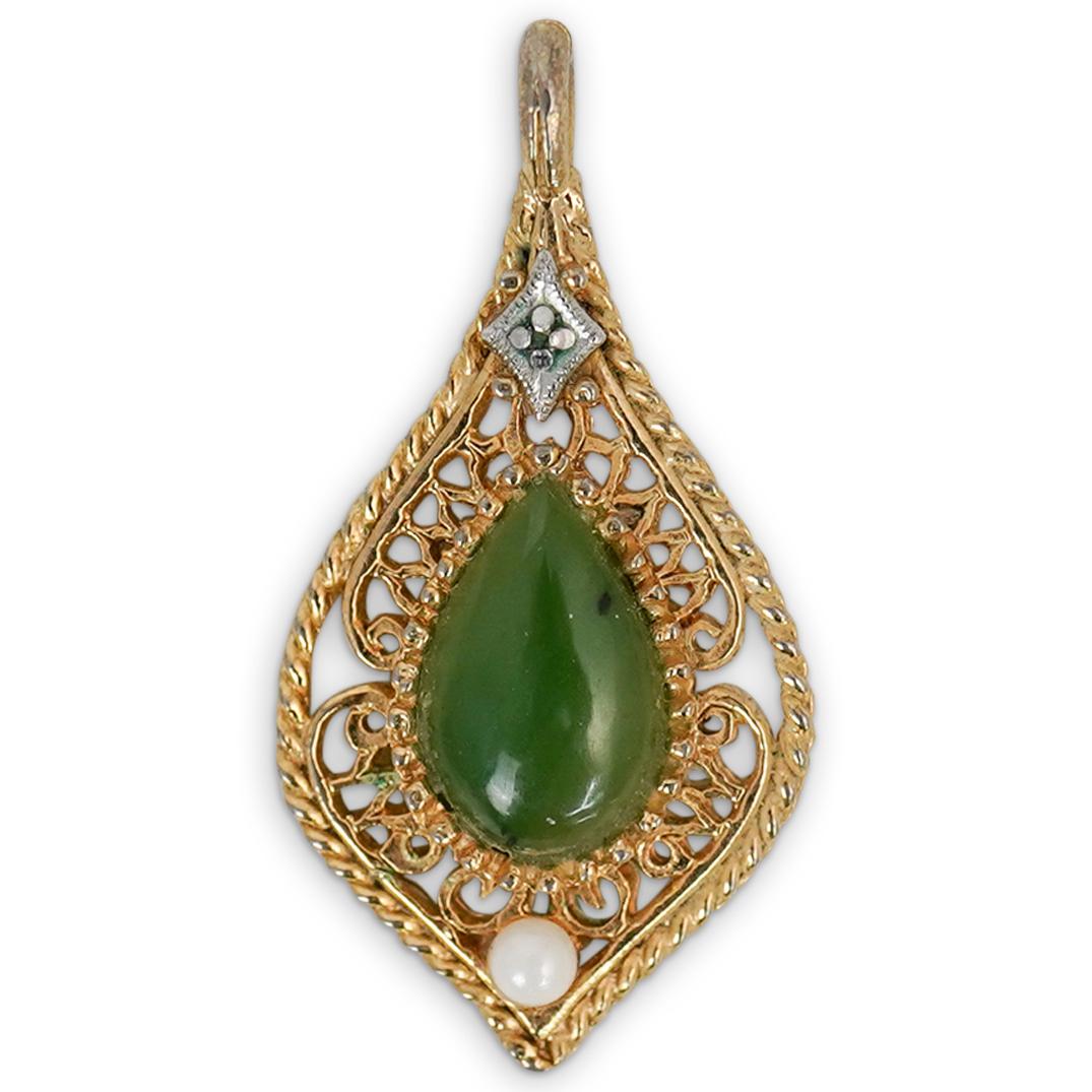 Vintage Green Jade Filigree Pendant (1 of 2)