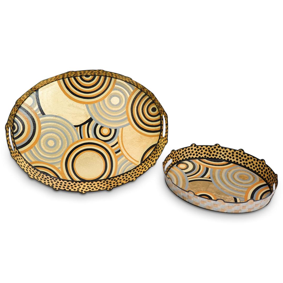 (2 Pc) MaCkenzie Childs "Golden Hour" Tray Set (1 of 5)