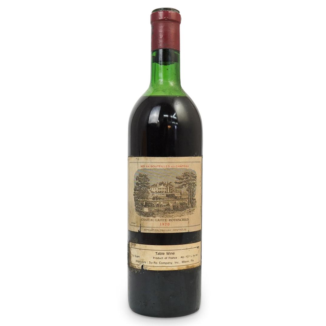 1970 Chateau Lafite Rothschild Wine Bottle: DESCRIPTION: ChÃ¢teau Lafite Rothschild Pauillac (Premier Grand Cru Classe) 1970. Red Wine Bottle. Pauillac. 0.75 litre. CIRCA: 1970. ORIGIN: France. DIMENSIONS: 0.75 litre. CONDITION: Good vintage 