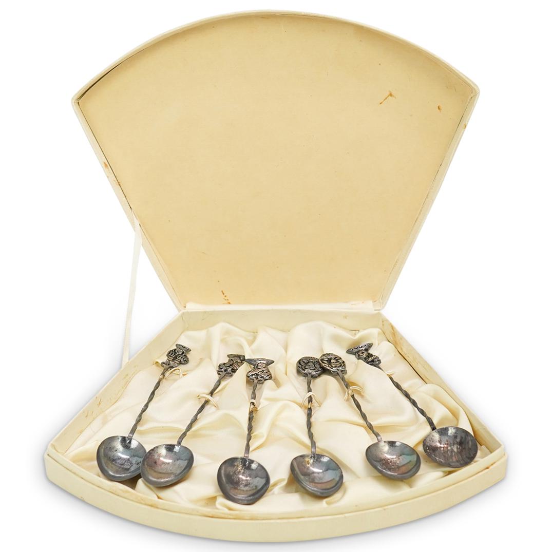 (6 Pcs) Silver Figural Demitasse Spoons (1 of 3)