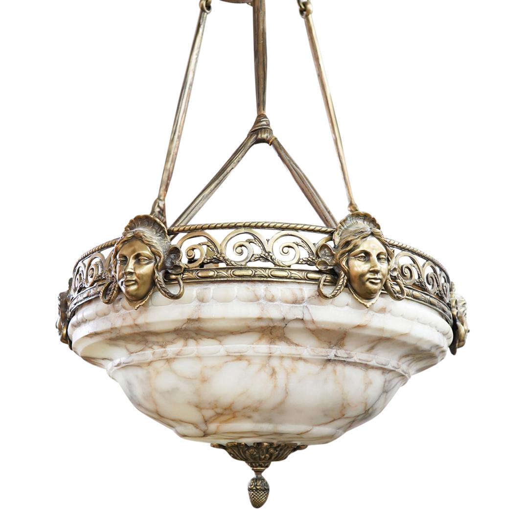 Bronze Figural Alabaster Chandelier (1 of 7)
