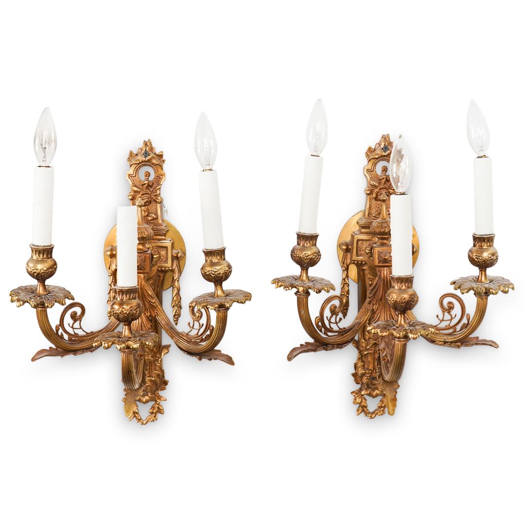 Pair Of French Dore Bronze Sconces (1 of 9)