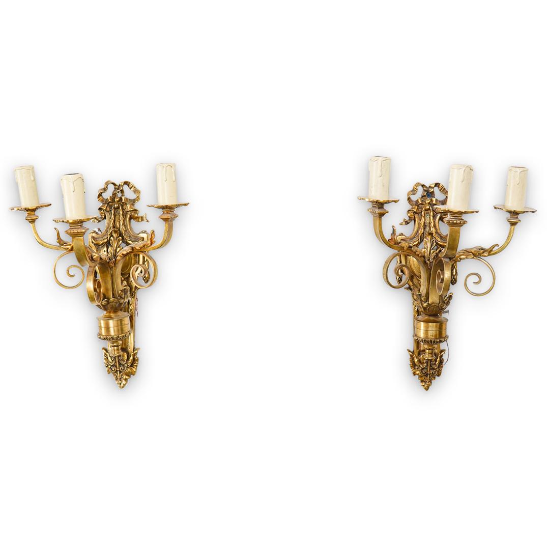 Pair Of French Dore Bronze Sconces (1 of 8)