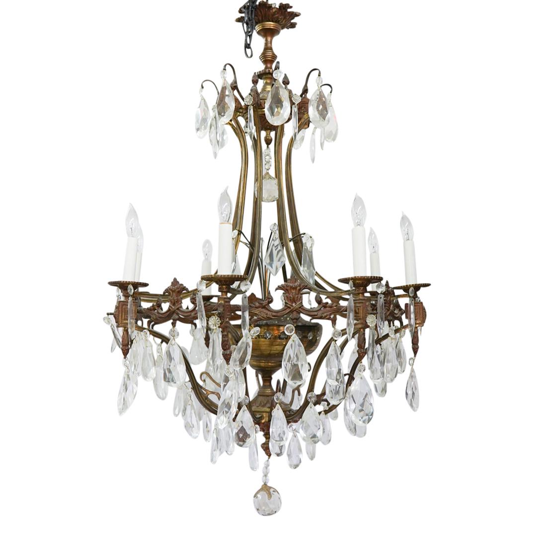 Antique French Bronze & Crystal Chandelier (1 of 7)