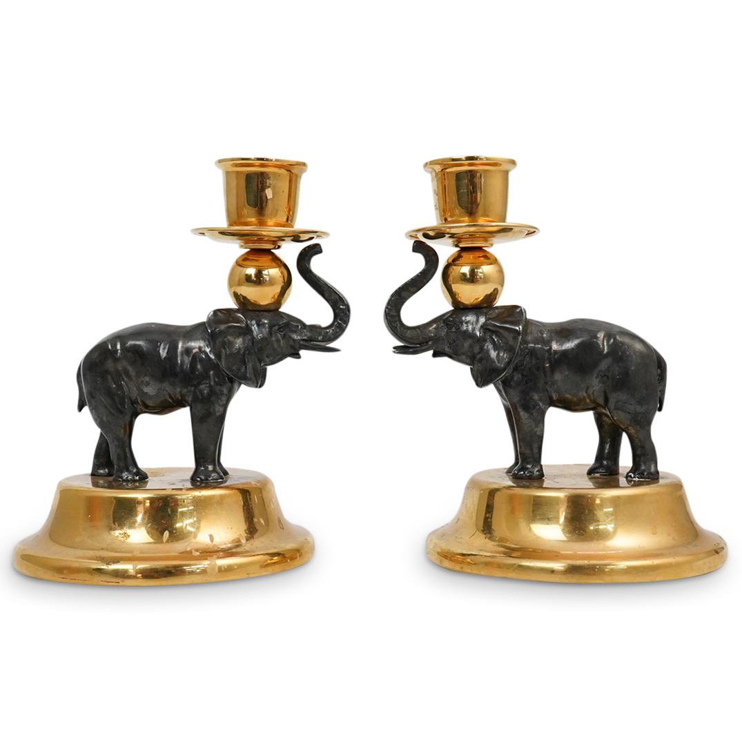 Pair Of Silver Plated Elephant Candle Holders (1 of 6)