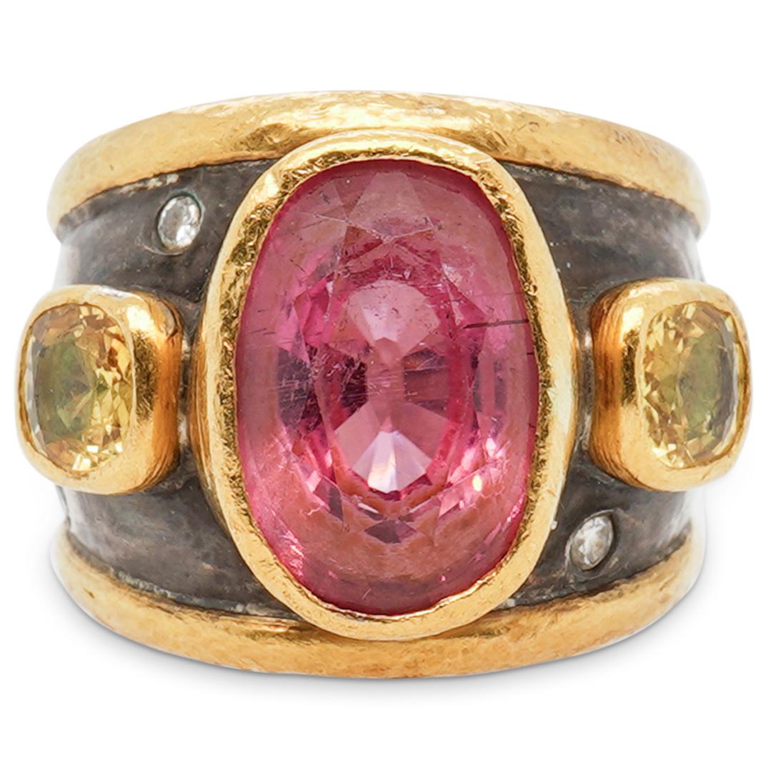 Tom Castor 24k Gold and Sterling Gemstone Ring (1 of 5)