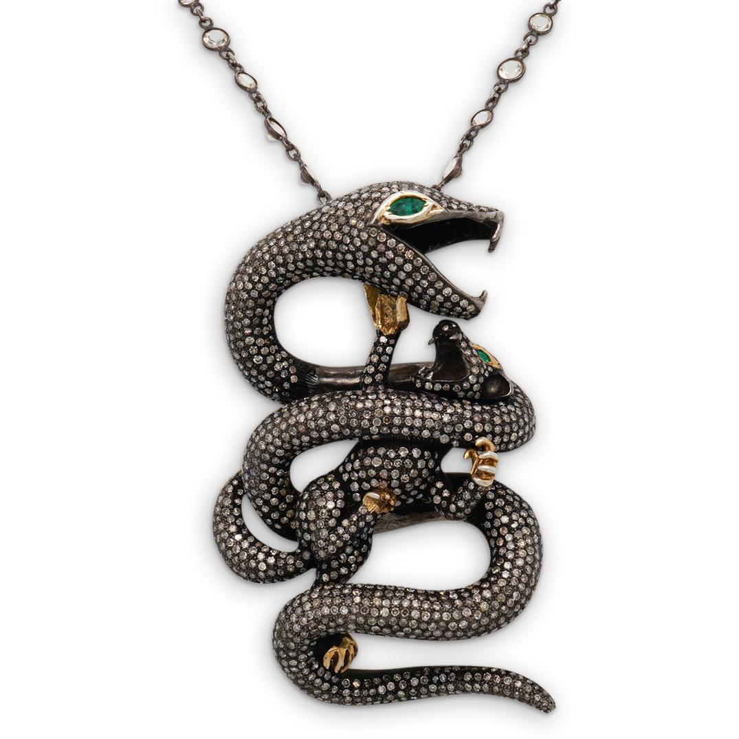 Sterling Silver Predatory Snake Pendant Necklace (1 of 4)