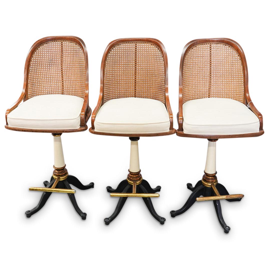 (3Pc) Drexel Cane Bar Chairs (1 of 7)
