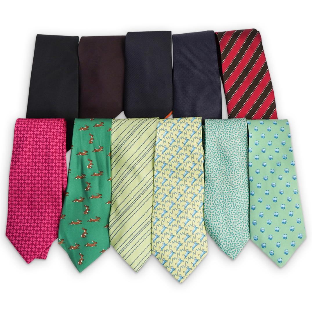 (11 Pcs) Hermes Silk Necktie Group - Assorted (1 of 10)