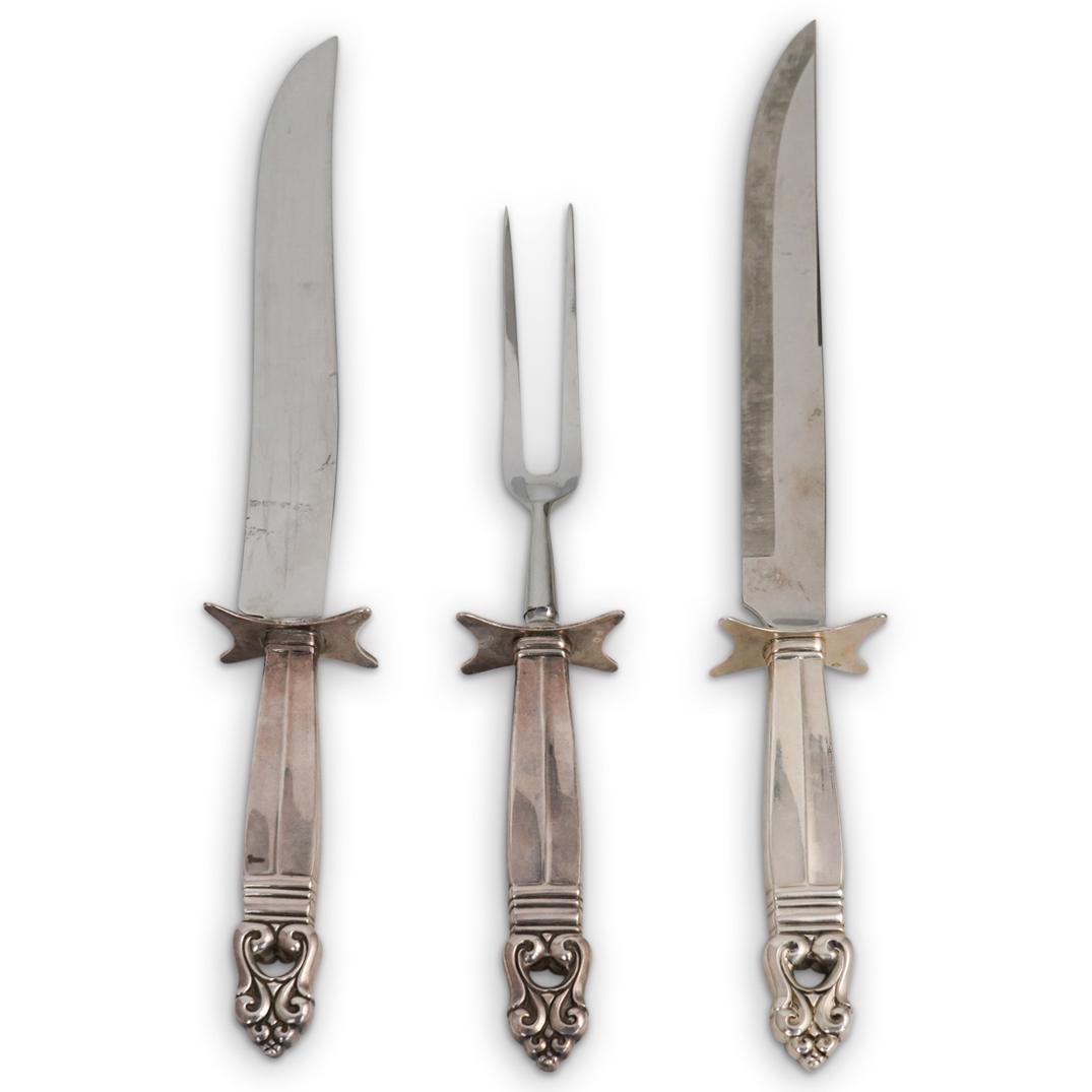 (3Pc) Sterling Handle Carving Set (1 of 3)
