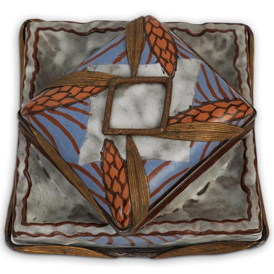 Antique French Ceramic Ashtray Box (1 of 5)