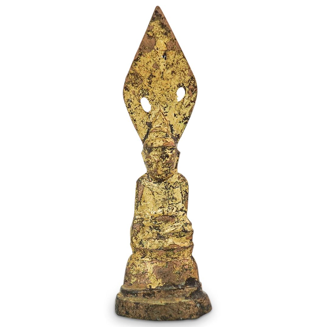 Antique Burmese Gilt Bronze Votive Buddha (1 of 3)