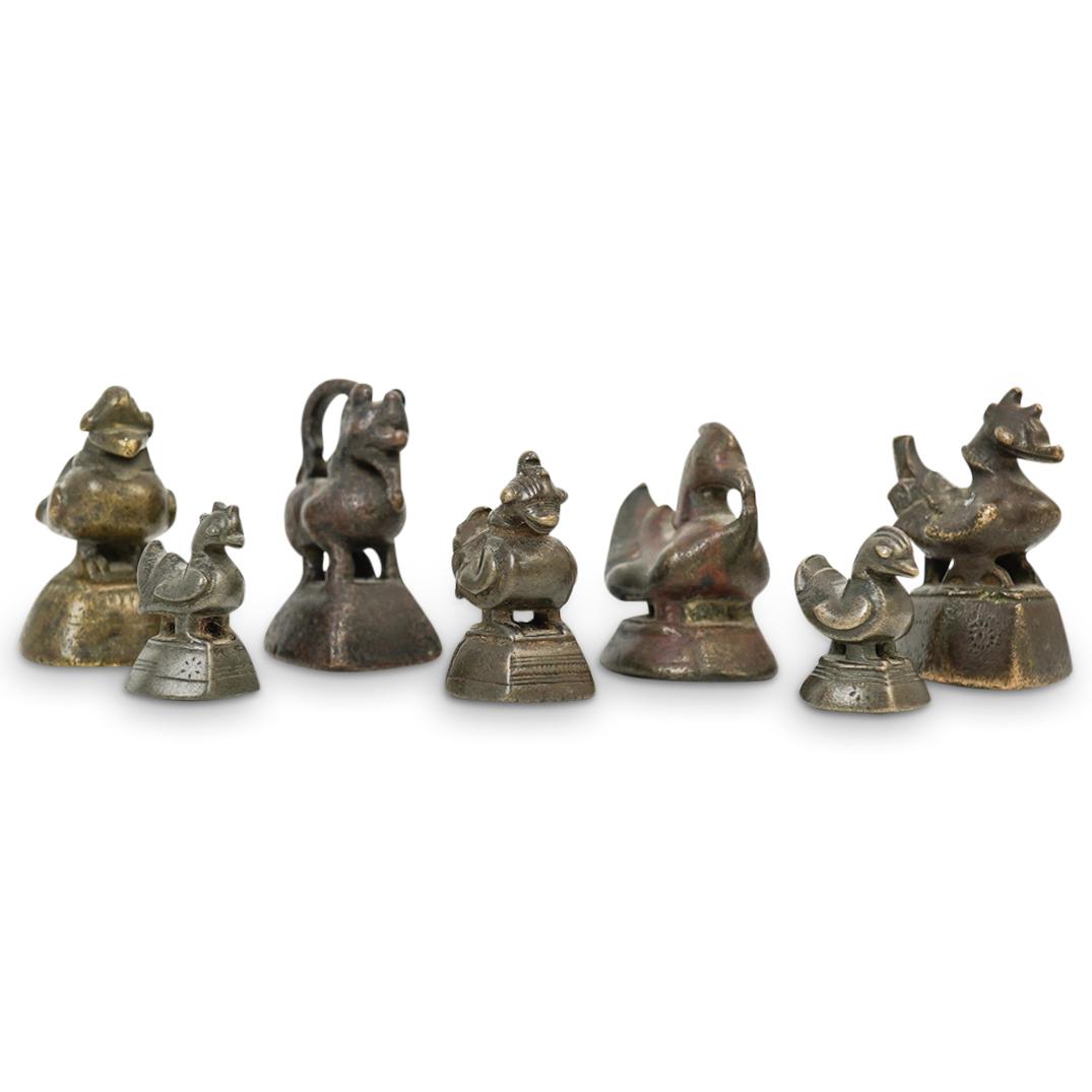 (7 Pc) Antique Burmese Bronze FIgural Opium Weights (1 of 5)