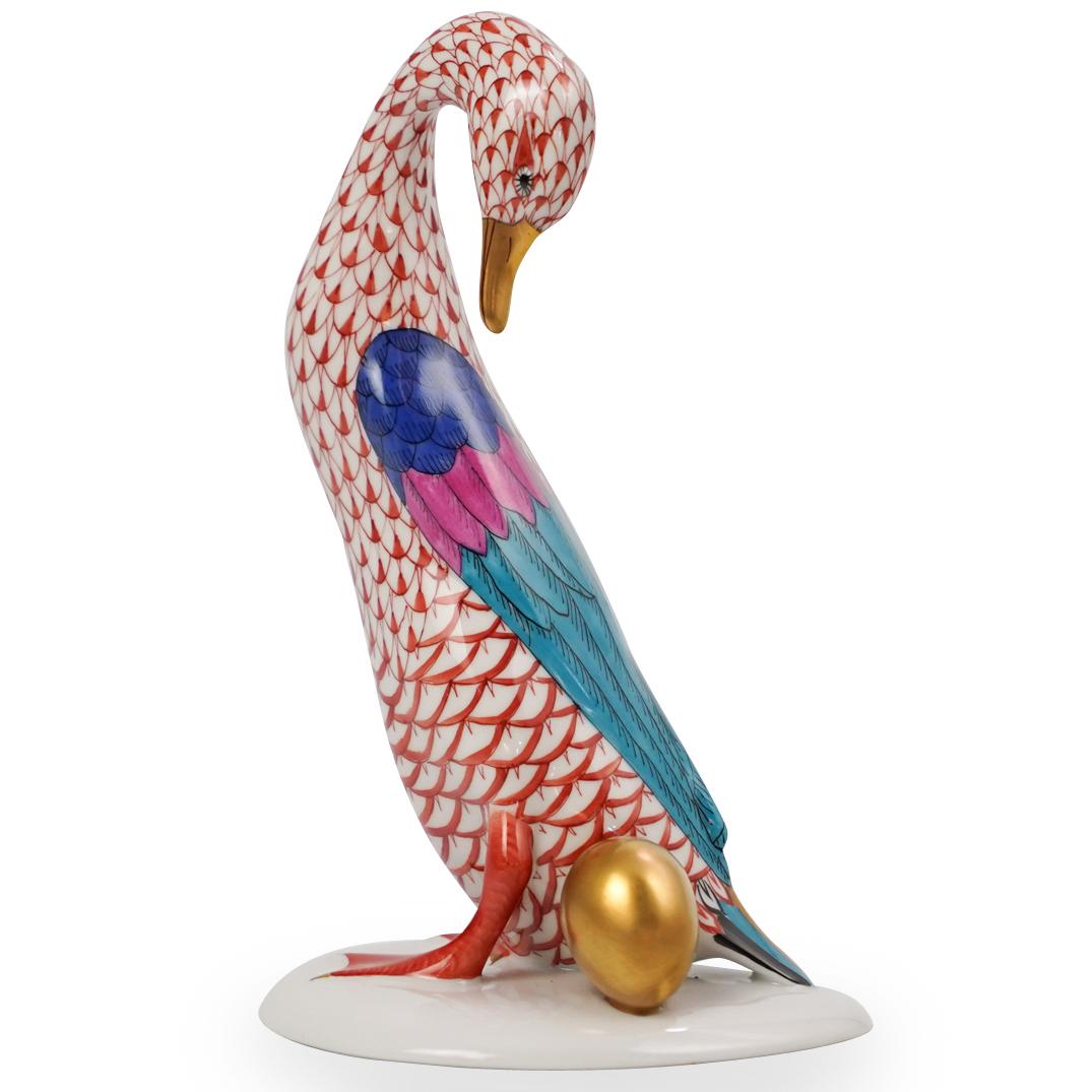 Herend Fishnet "Goose With Golden Egg" Figurine (1 of 5)