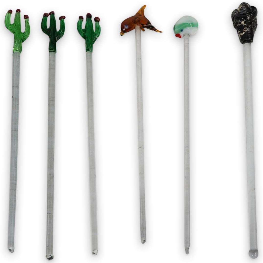 (6Pc) Blown Glass Figural Stirrs (1 of 8)