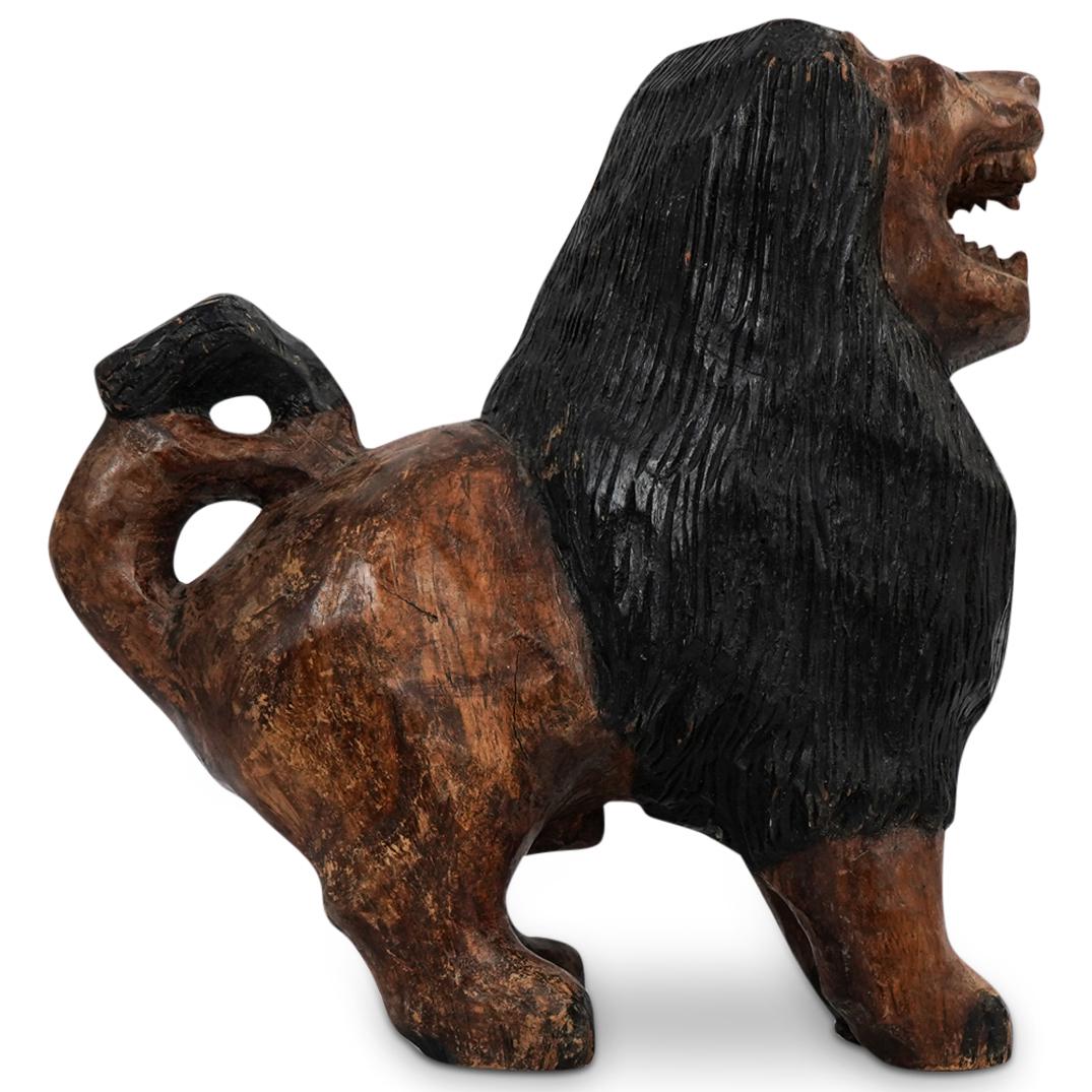 Hand Carved Wood Lion Statue (1 of 6)