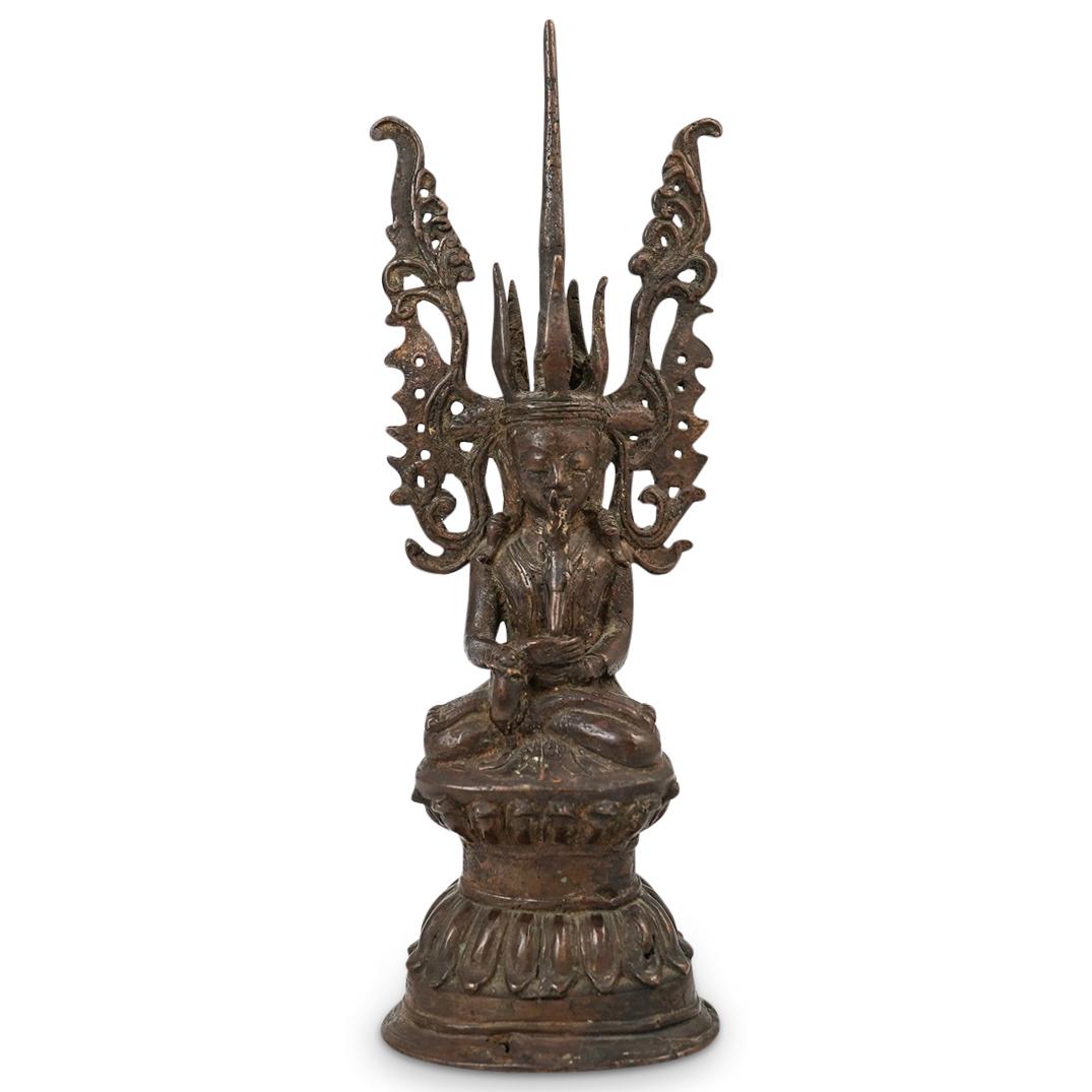 Bronze Burmese Crowned Seated Shan Buddha (1 of 6)
