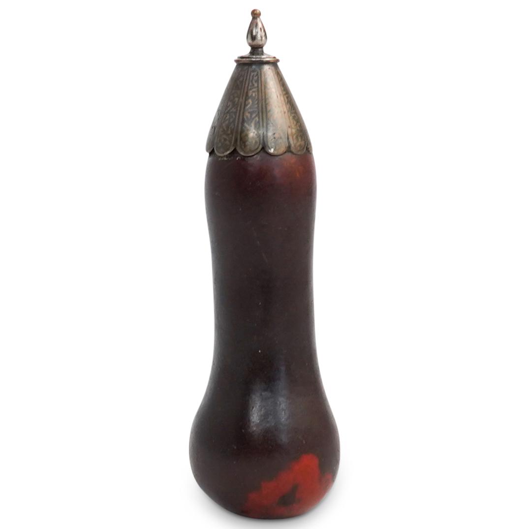 Caucasian Silver Topper Handcrafted Gourd Powder Flask (1 of 5)