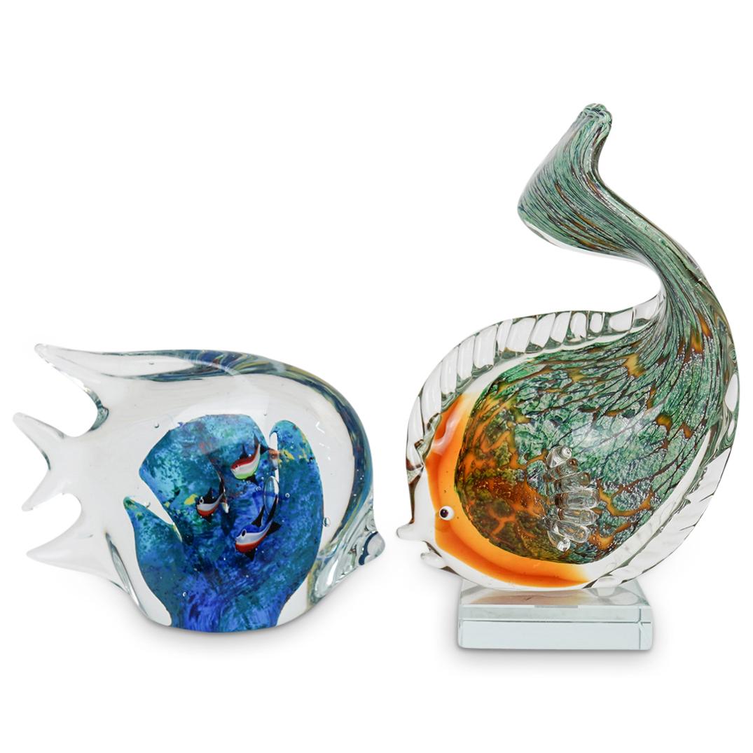 (2 Pc) Pair of Murano Fish Figurines (1 of 5)