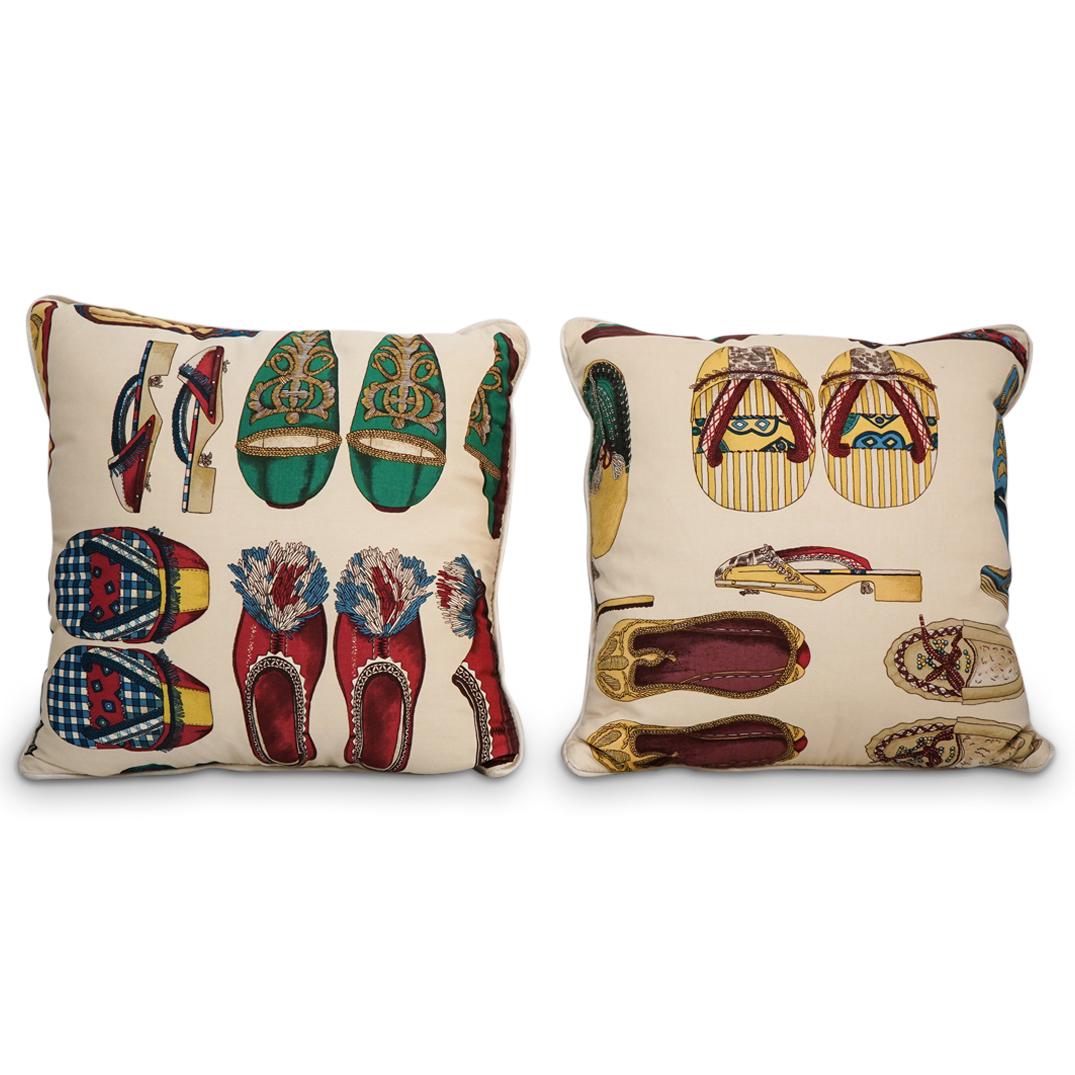 (2 Pc) Pair of Colombo Printed Cotton Pillows (1 of 4)