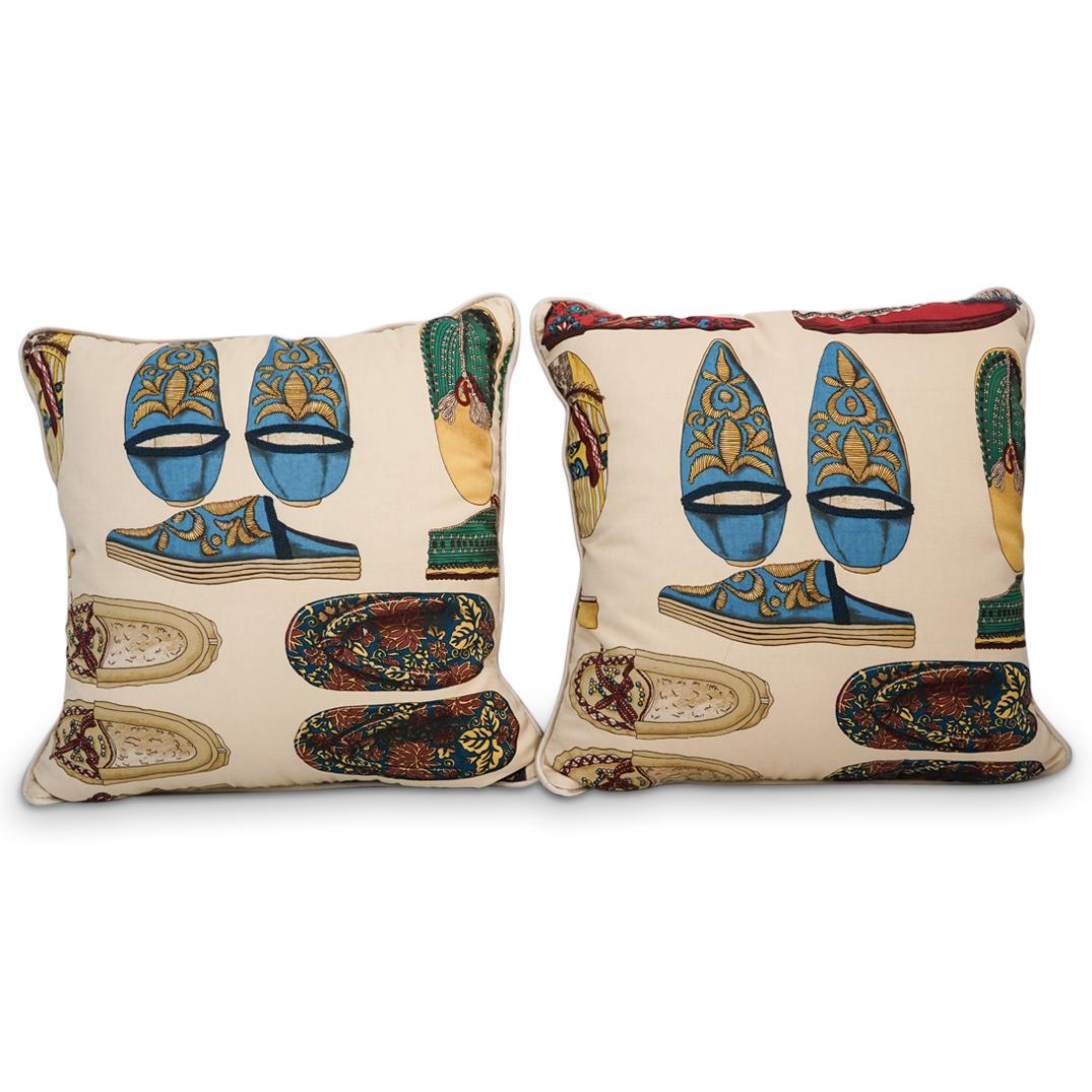 (2 Pc) Pair of Colombo Printed Cotton Pillows (1 of 3)