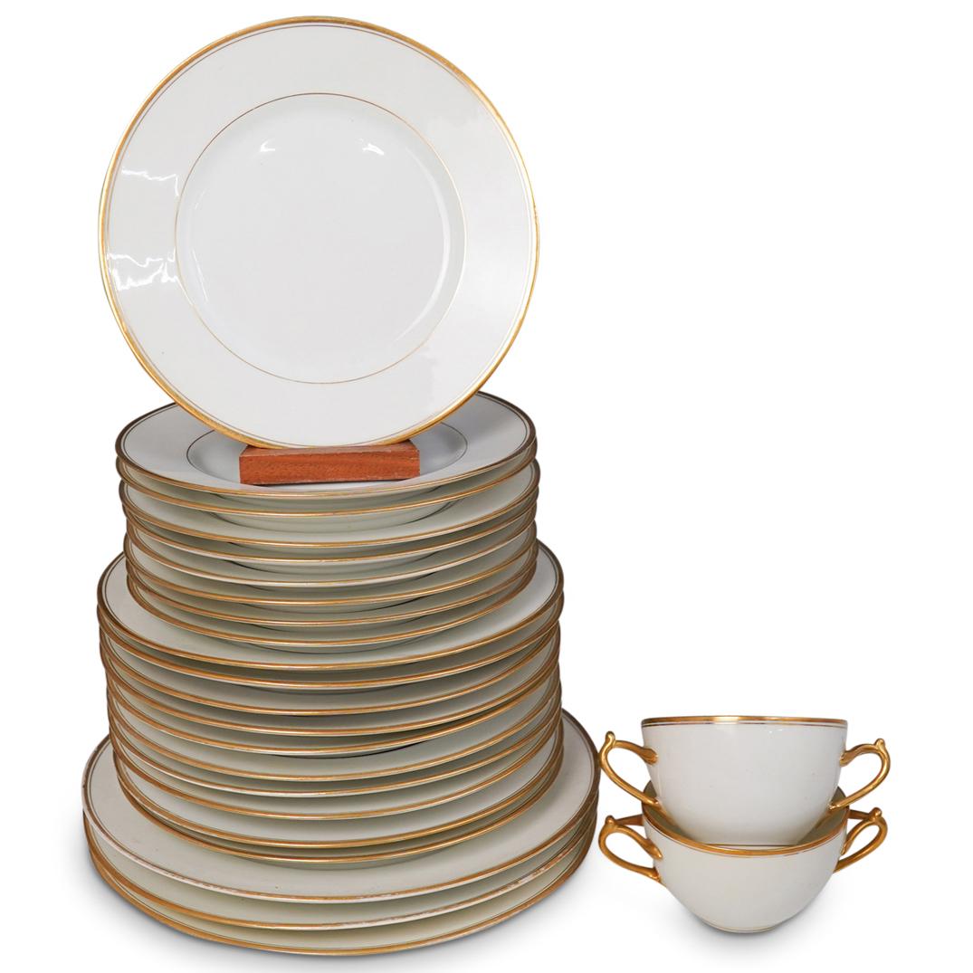 (24 Pc) Limoges Gilded Porcelain Set (1 of 5)