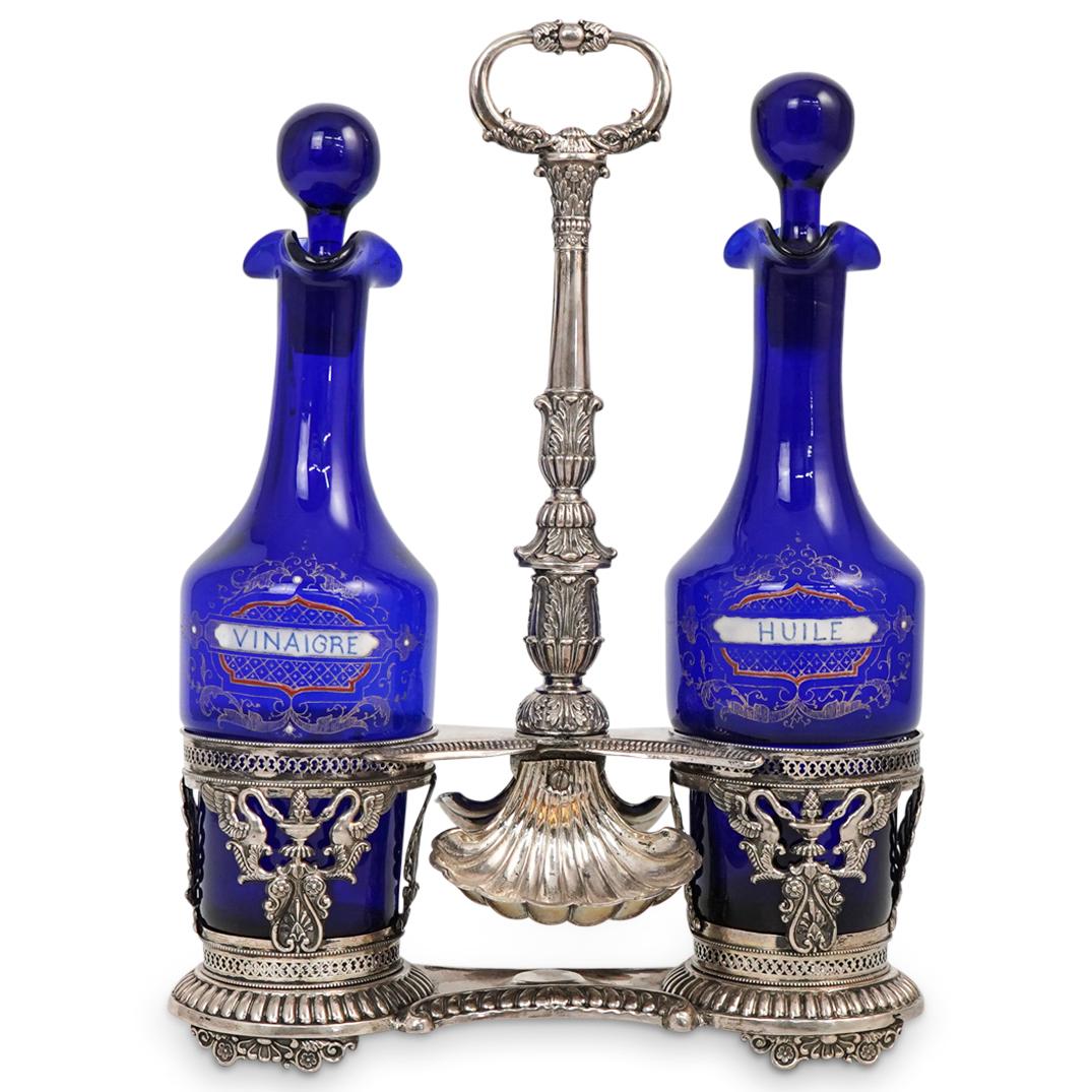 Schiff Sterling Silver Cobalt Glass Cruet Set (1 of 11)