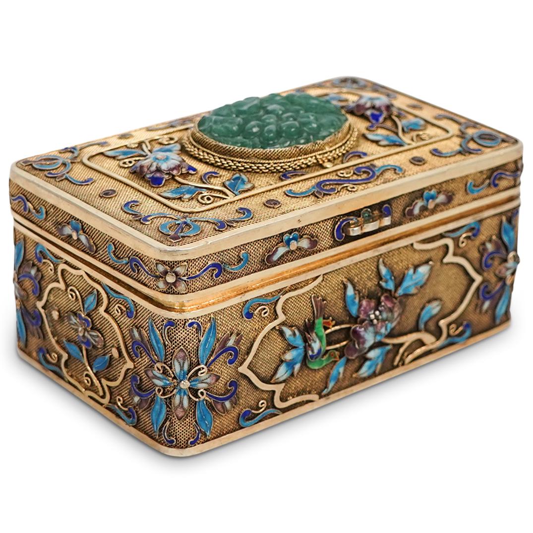 Chinese Enamel Silver-Gilt and Jade Box (1 of 8)
