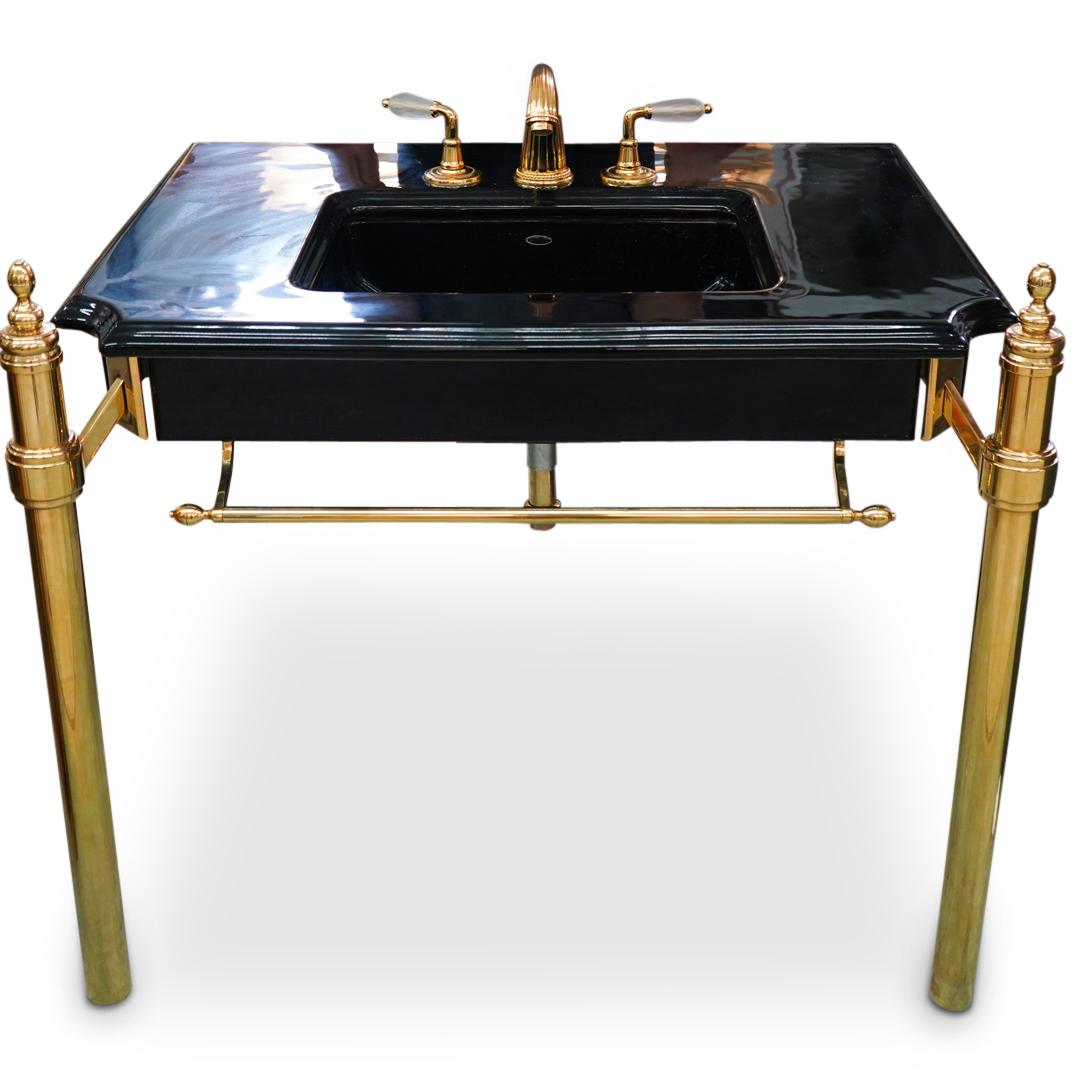 "JADO" Porcelain and Gilt Brass Sink Faucet Set (1 of 12)