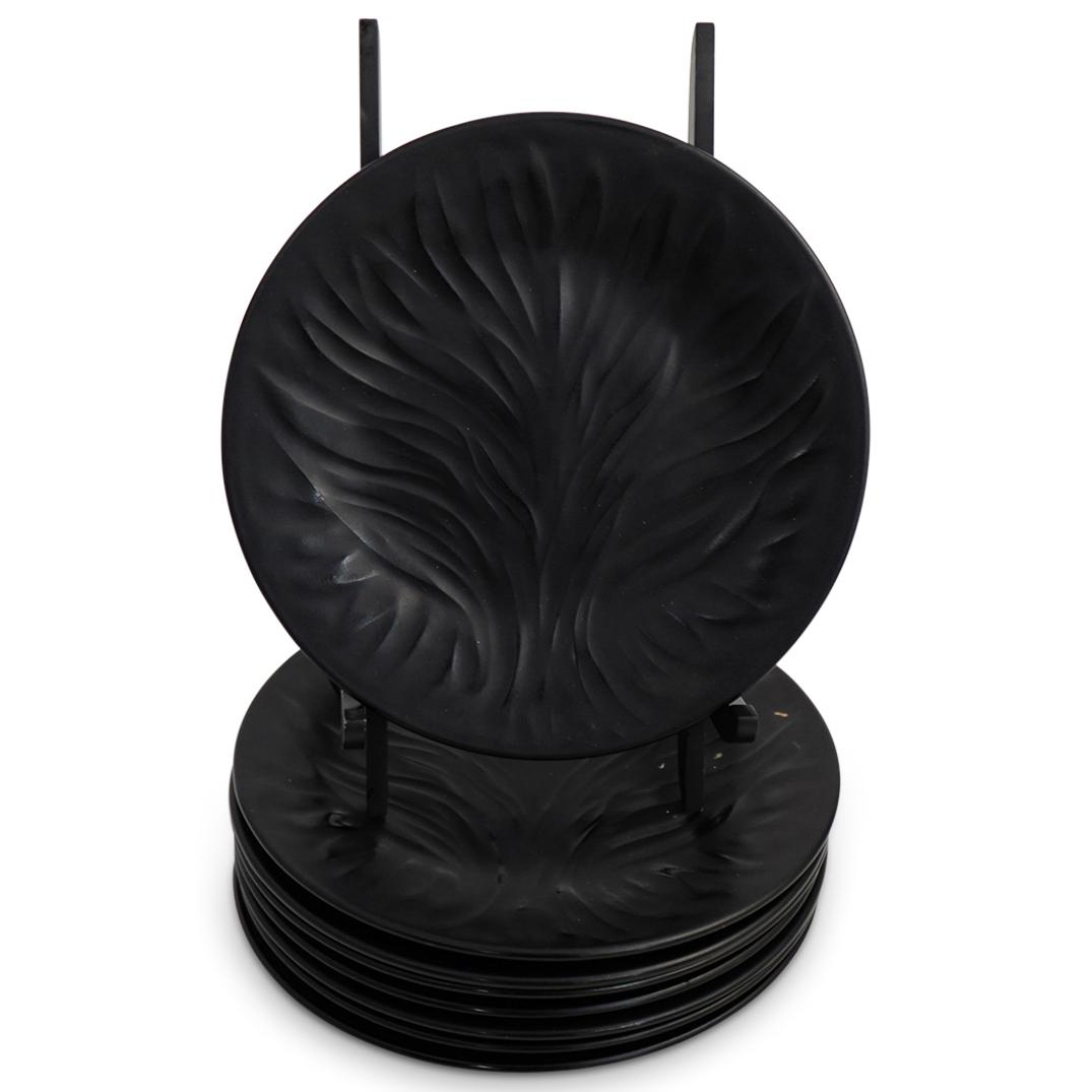 (8 Pc) Lalique "Algues Noir" Glass Dinner Plates (1 of 3)