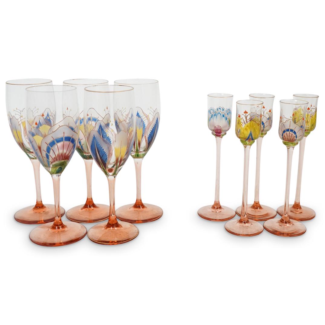 (10 Pc) French Hand Painted Glass Stemware (1 of 9)