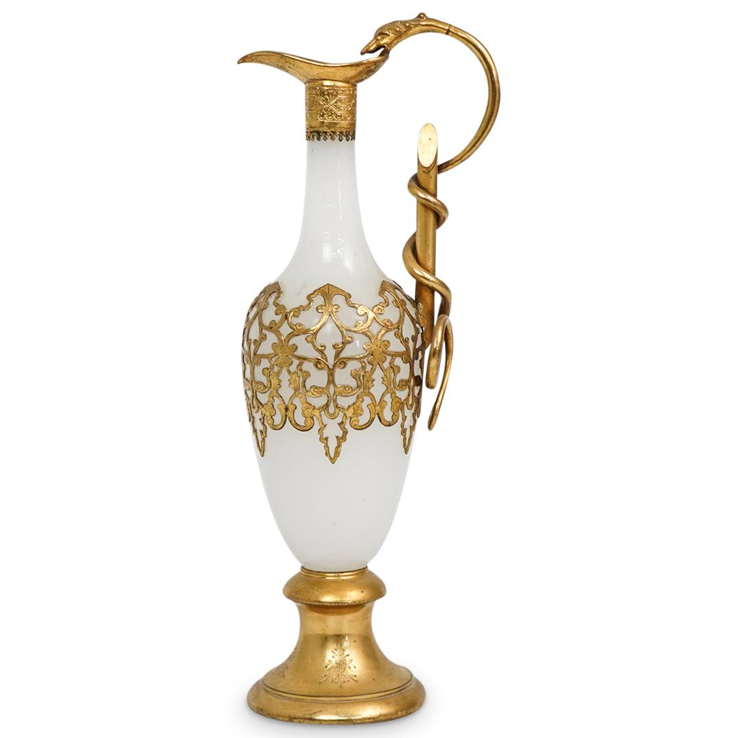 19th Cent. French Bronze Mounted Opaline Glass Pitcher (1 of 8)