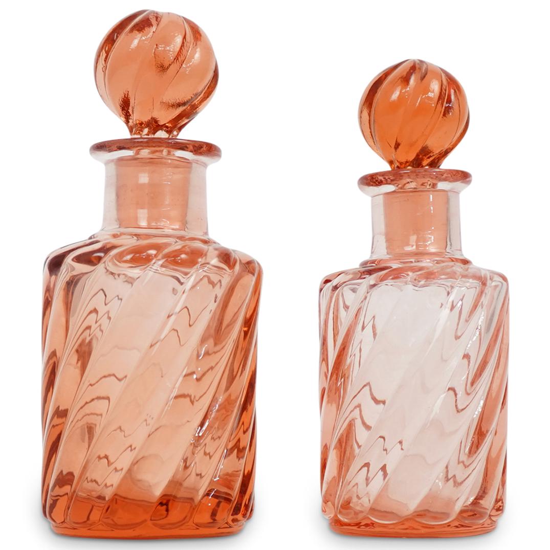 (2 Pc) Antique Baccarat Amber Crystal Bottles (1 of 2)