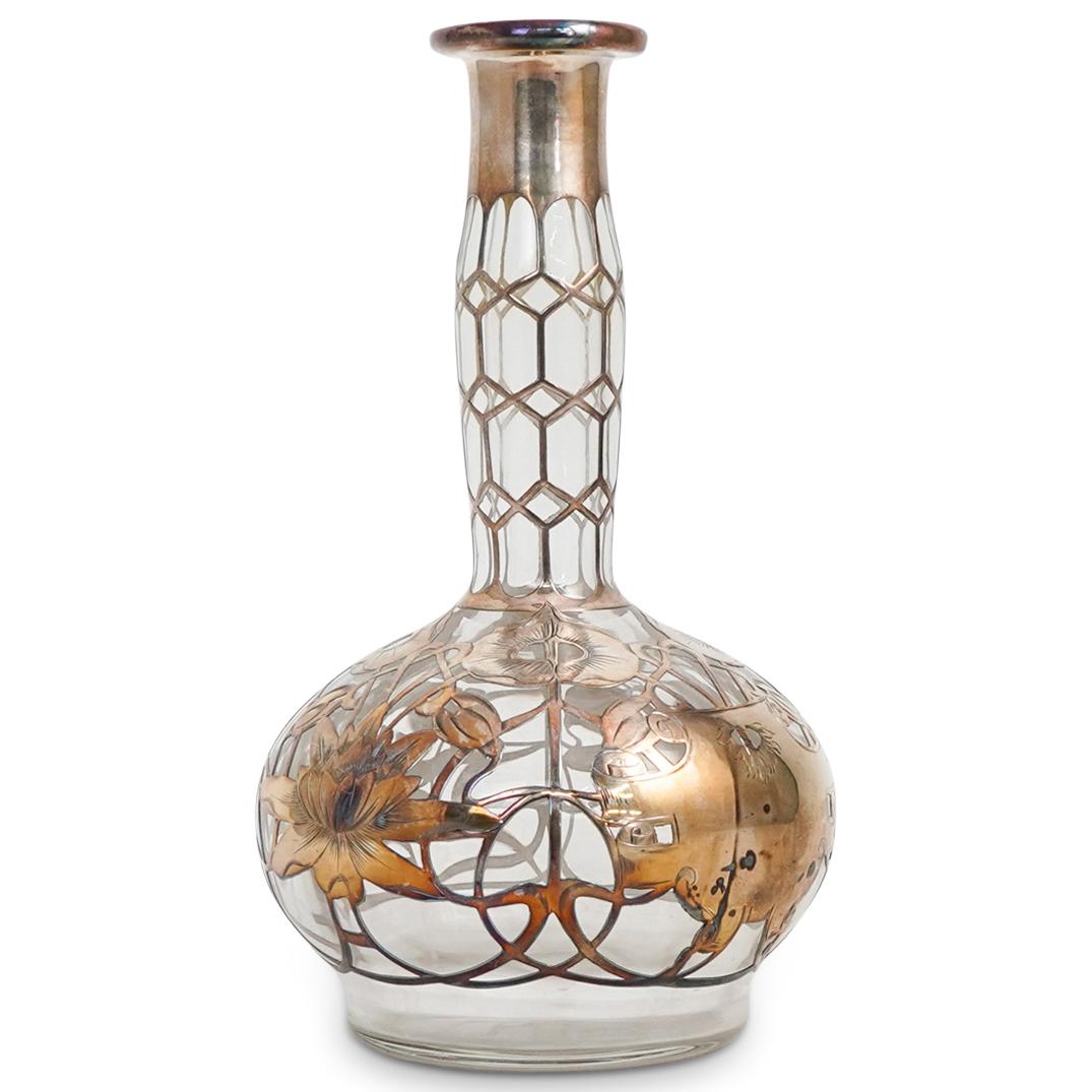 Art Nouveau Glass and Silver Overlay Decanter (1 of 5)