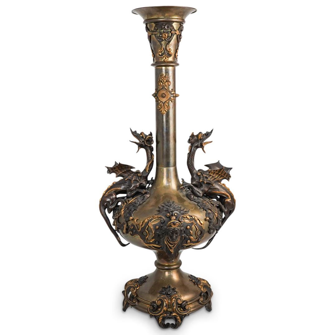 19th Cent. Chinoiserie Gilt Bronze Dragon Vase (1 of 9)