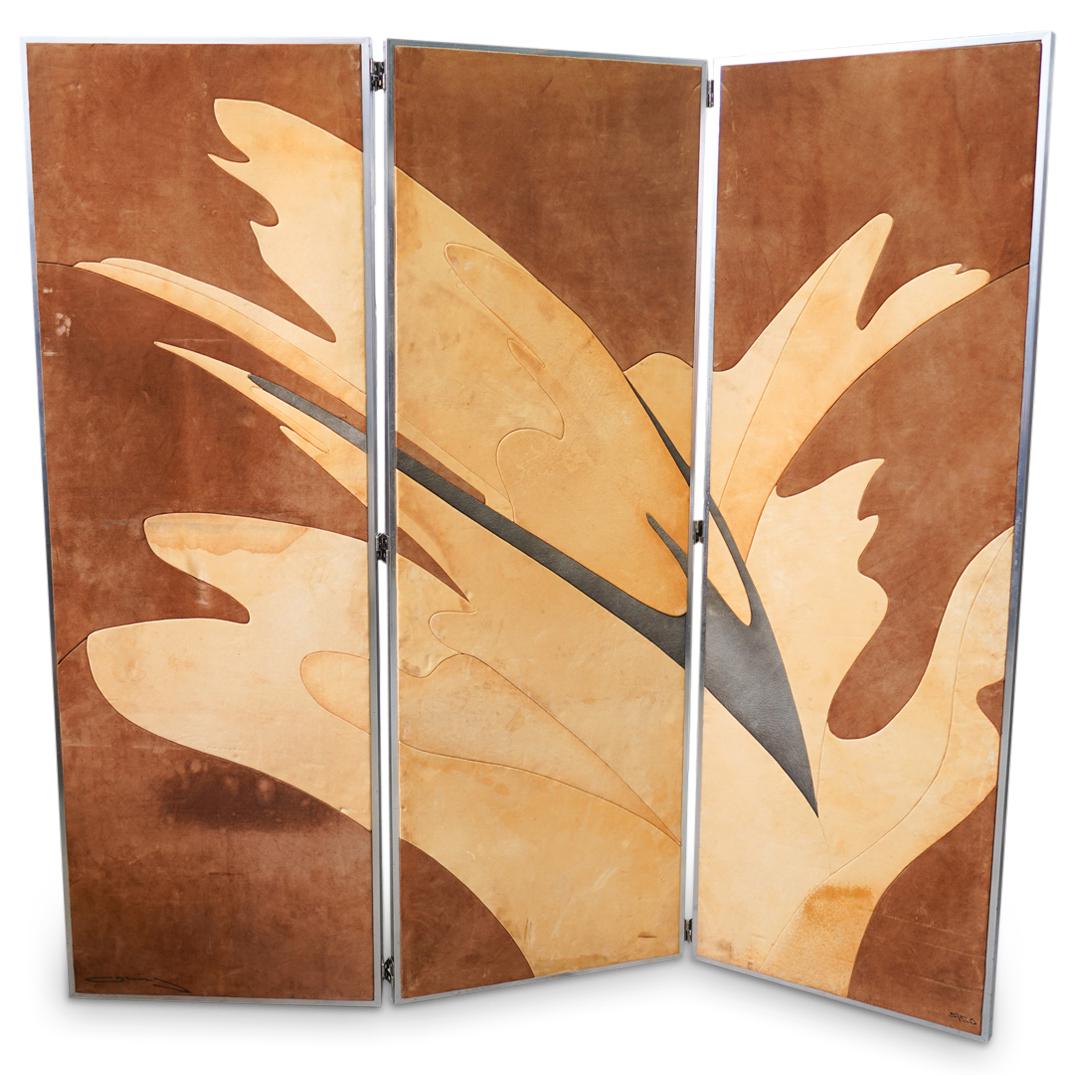 Mid Cent. Designer Signed Suede Screen (1 of 7)