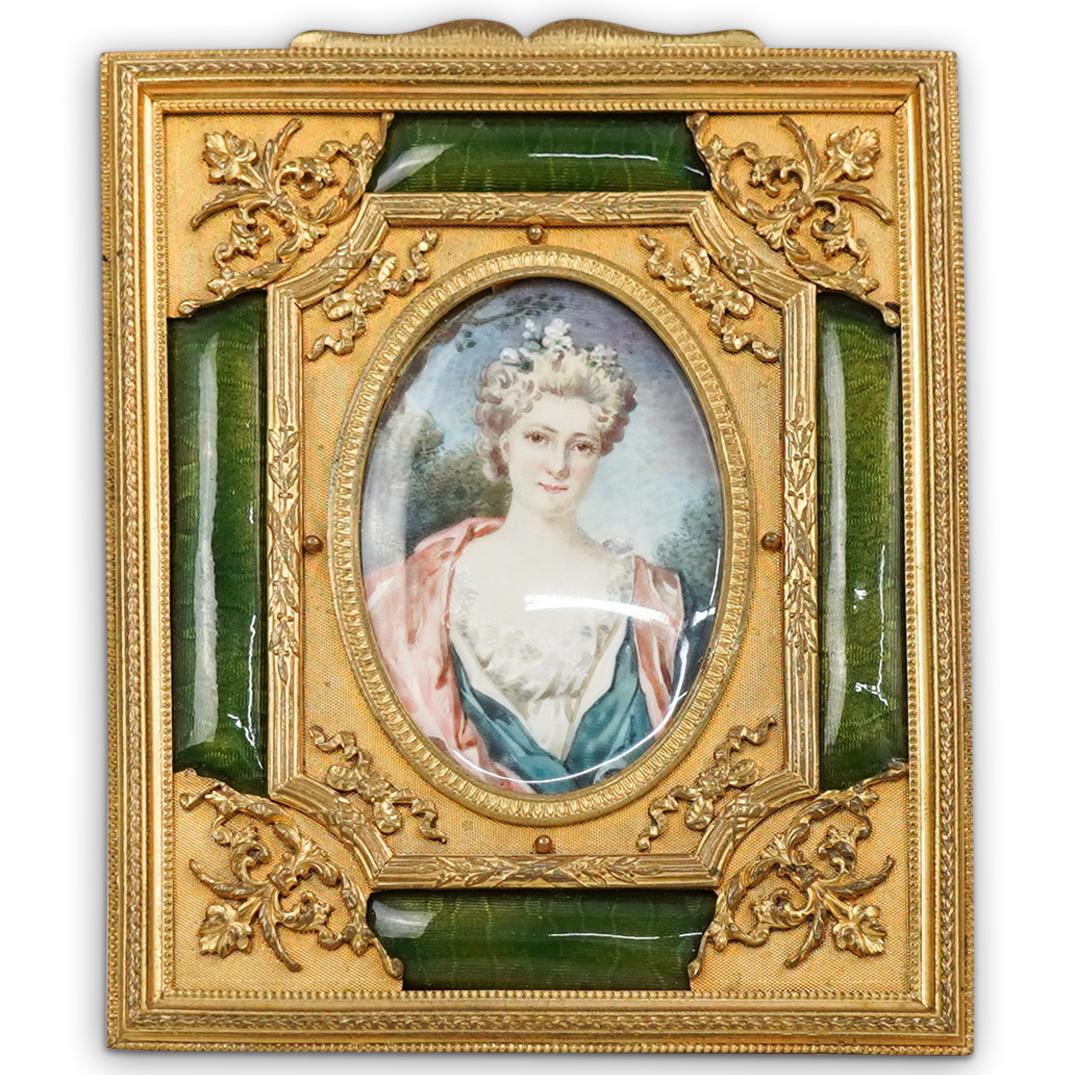 19th Cent. Gilt Bronze and Enamel Portrait Frame (1 of 3)