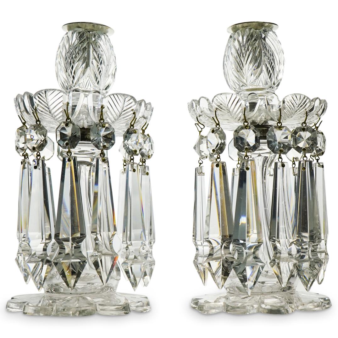 Pair Of Antique Crystal Cut Candle Holders (1 of 5)