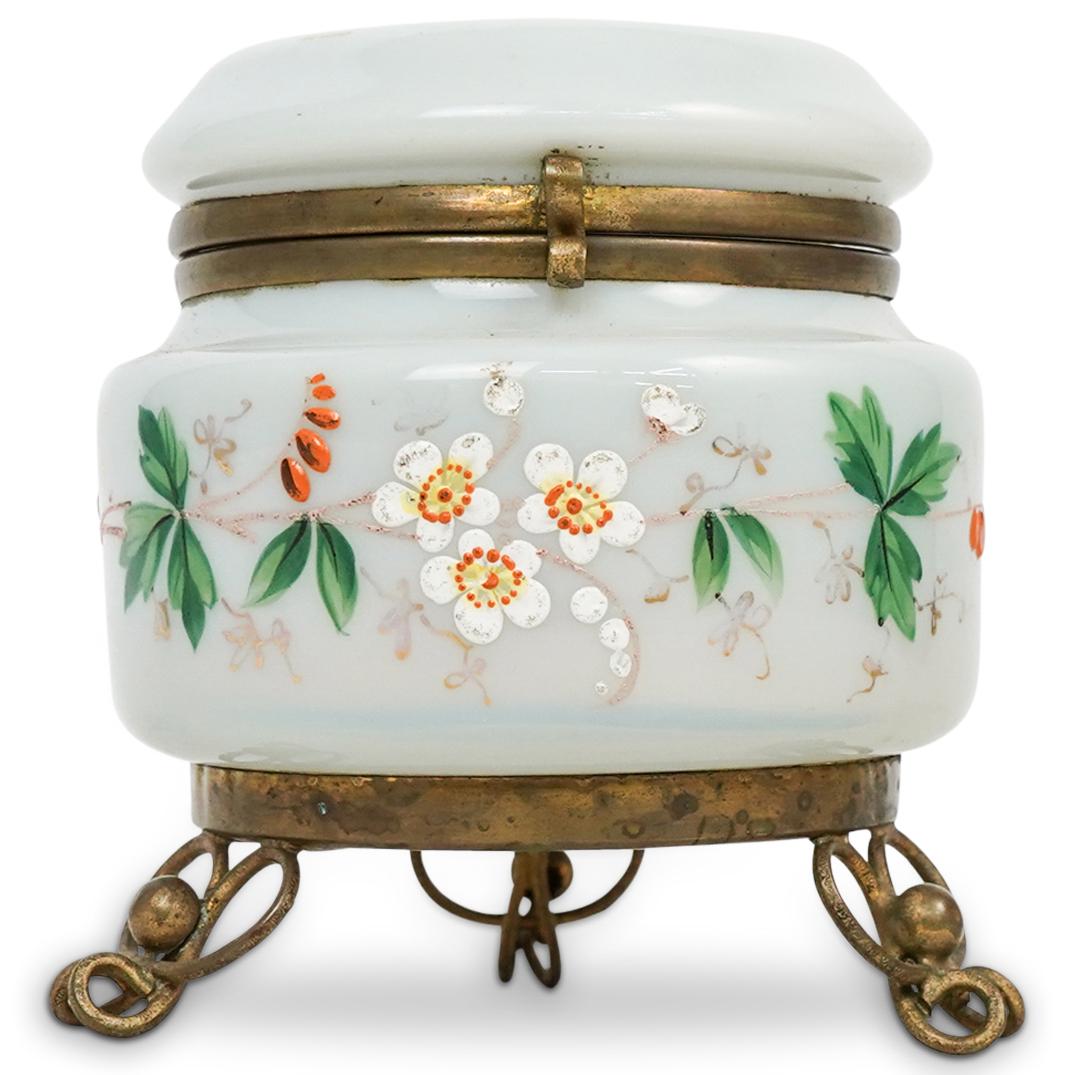 French Opaline Glass Footed Box (1 of 5)