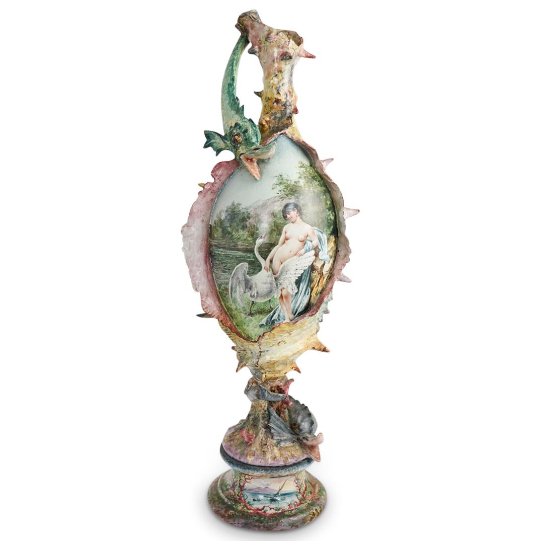 Italian Large Porcelain "Leda and Swan" Vase (1 of 8)