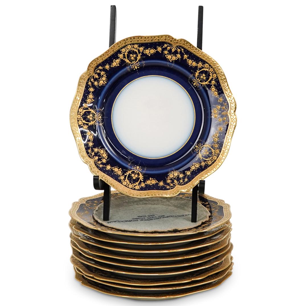 (10Pc) Limoges Porcelain Cobalt Dishes (1 of 5)