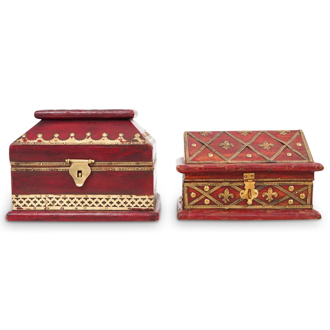 (2 Pc) Wooden Treasure Chest Boxes (1 of 10)