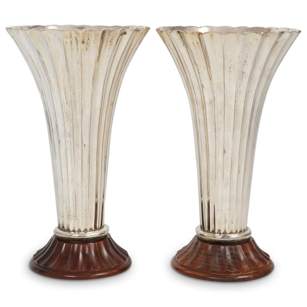 Pair Of Silver Plated Vases