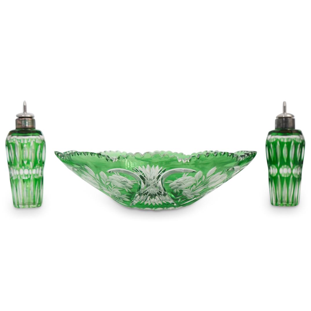 (3 Pc) Bohemian Crystal Cut Table Articles (1 of 6)