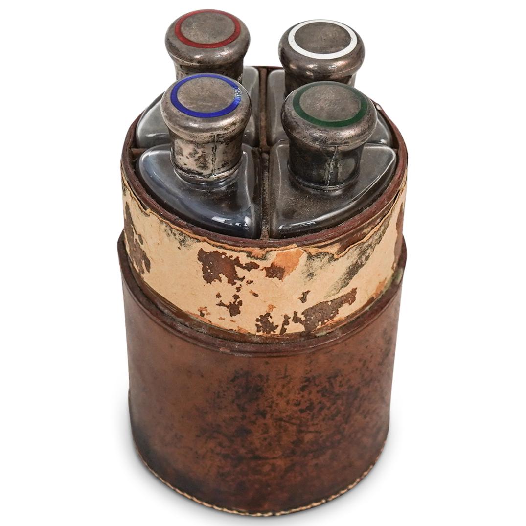 (4 Pc) Antique Silver and Enamel Vanity Bottles (1 of 6)