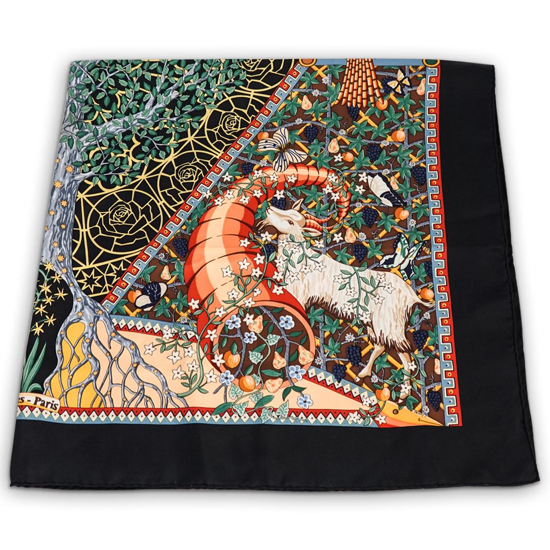 Hermes Axis Mundi Black Silk Scarf (1 of 8)