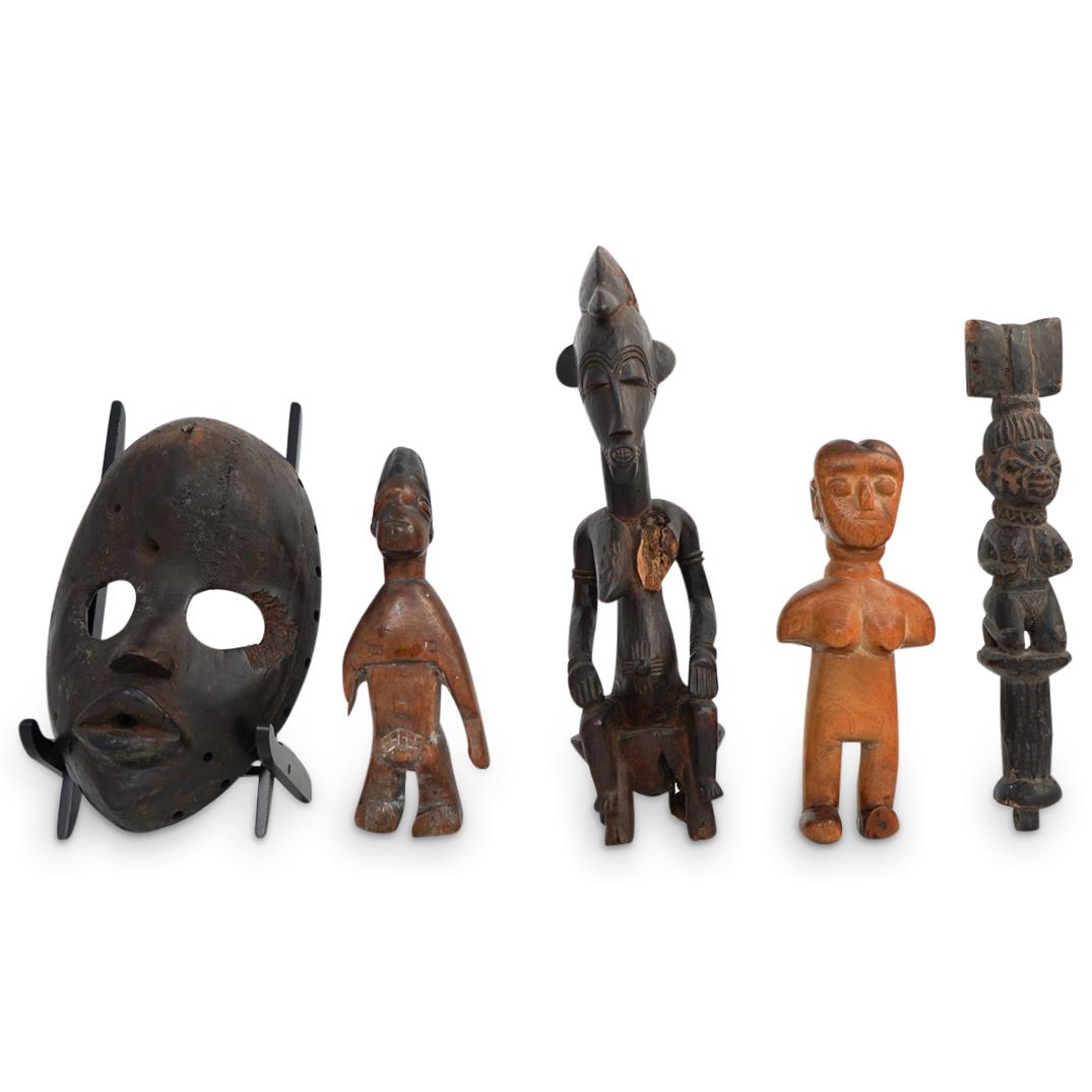 (5 Pc) Group Of African Wood Carvings (1 of 5)