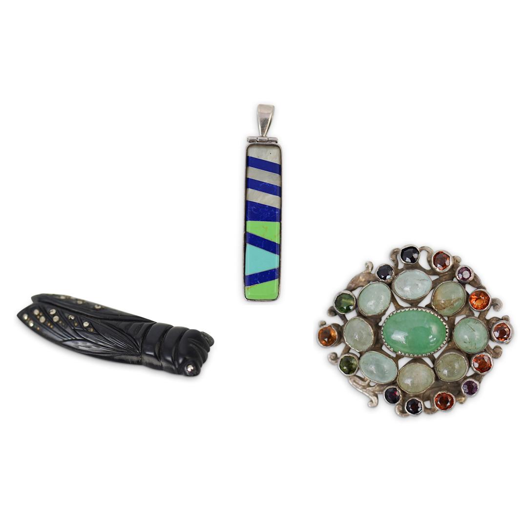 (3 Pc) Antique Semi Precious Stone Jewelry (1 of 7)