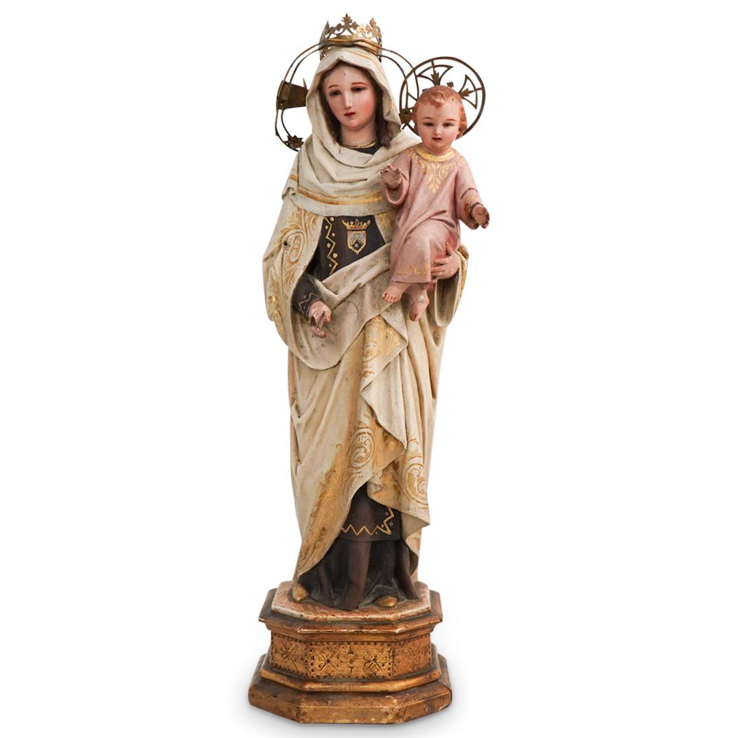 Carved Wood Virgin Mary Statue (1 of 11)
