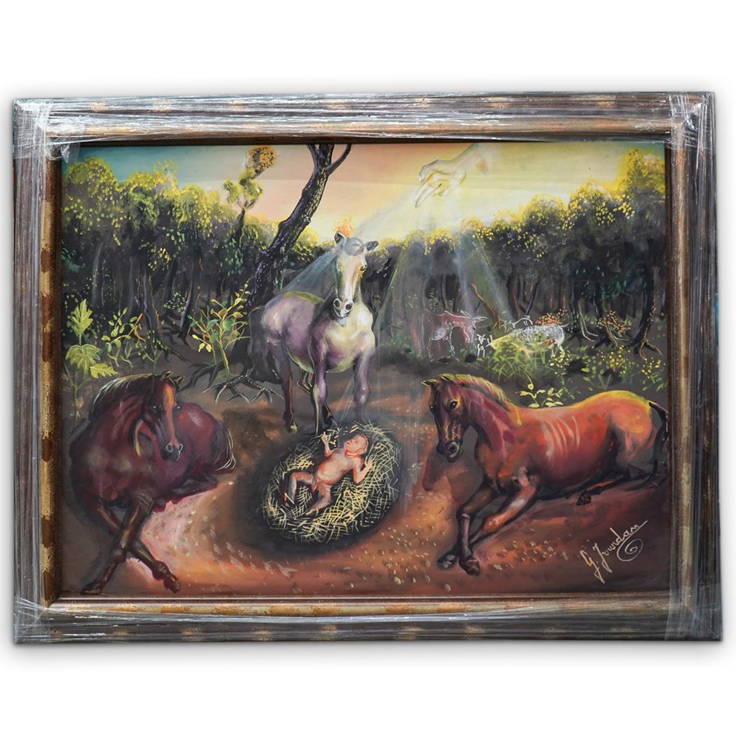 G. Jourdan (Haiti) Signed Acrylic Painting (1 of 2)